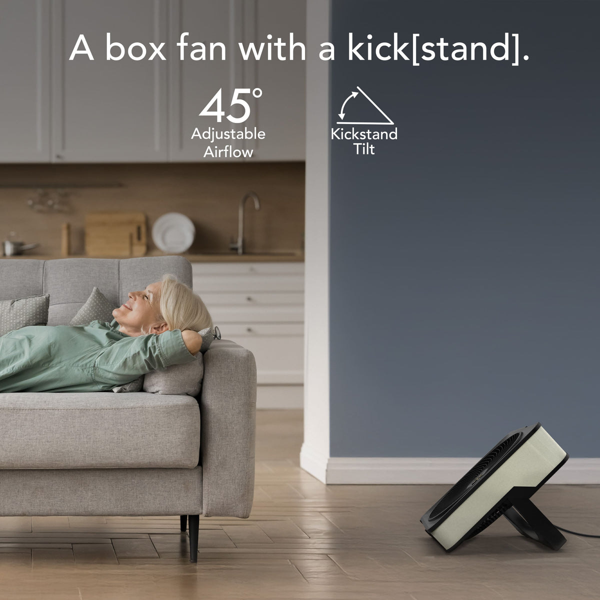 Vornado - Model 80X High Velocity Box Fan with Kick Stand, Digital Display, Removable Grille, 99 Speeds, 1-12 Hour Timer - Cool Grey