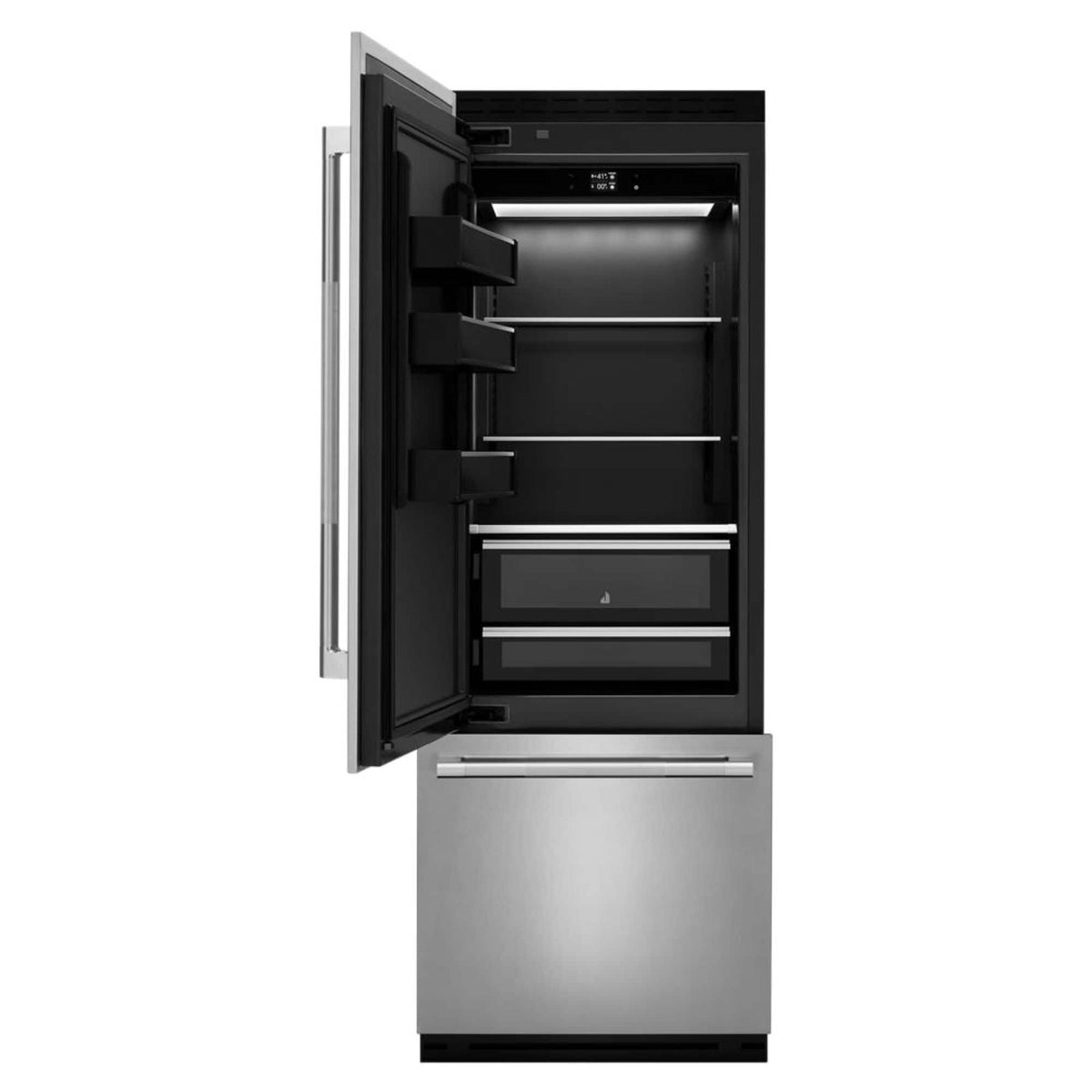 JennAir - 30 in. Wide 16.27 Cu. Ft. Bottom-Freezer Refrigerator with Daring Obsidian Finish Interior - Custom Panel Ready