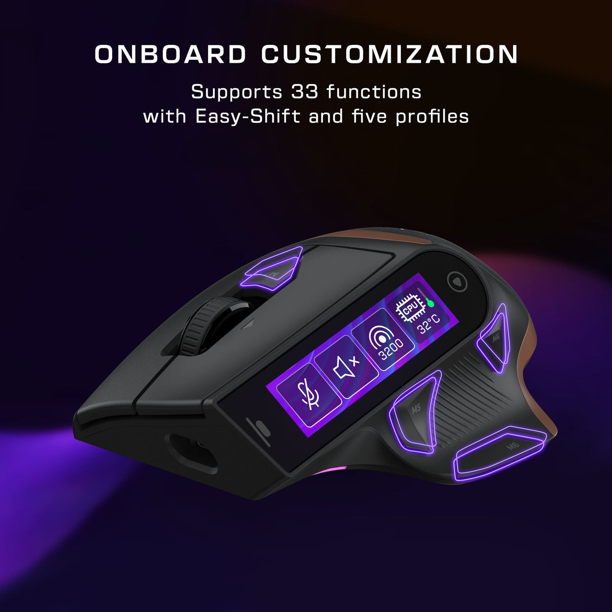 Turtle Beach - Command Series MC7 Advanced Wireless Touchscreen Optical Gaming Mouse for Windows 10/11 PC - Wireless - Black