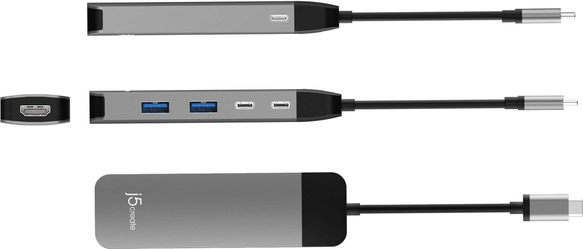 j5create - USB-C 6-in-1 4K Multi-Port Hub - Space Gray