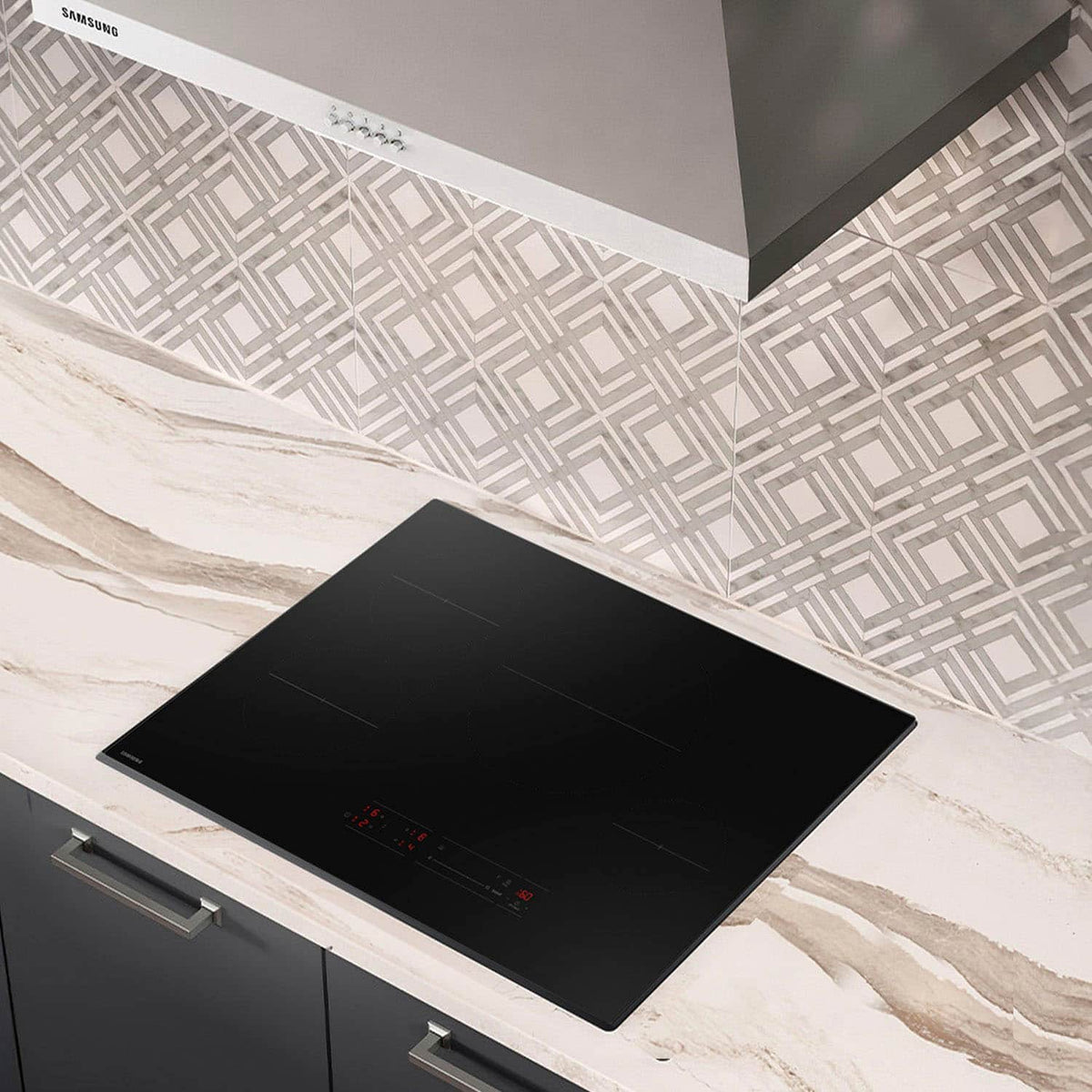 Samsung - 30" Induction Cooktop with Anti-Scratch Matte Glass and Sync Burners - Black