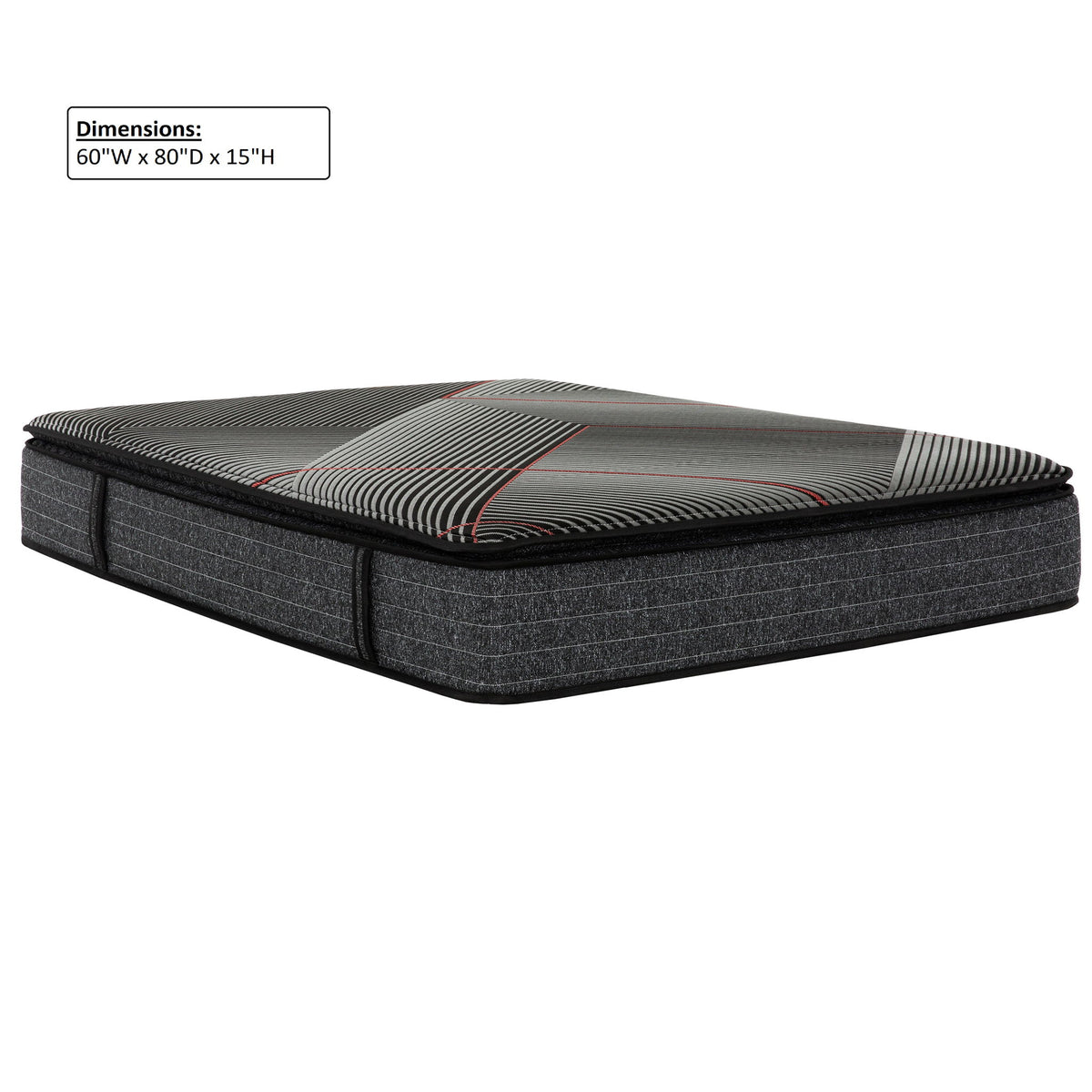 Colchón híbrido de espuma viscoelástica con gel y Euro Top de 15", con resortes ensacados, tecnología de enfriamiento y soporte perimetral - Negro - Queen