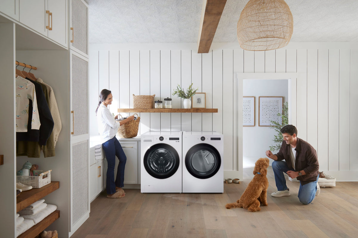 LG - 5.0 Cu. Ft. High-Efficiency Stackable Smart Front Load Washer with Steam and TurboWash 360 - White