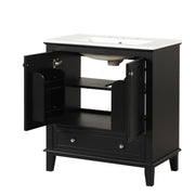 30" Bathroom Vanity With Sink Combo, Multi Functional Bathroom Cabinet With Doors And Drawer - Black