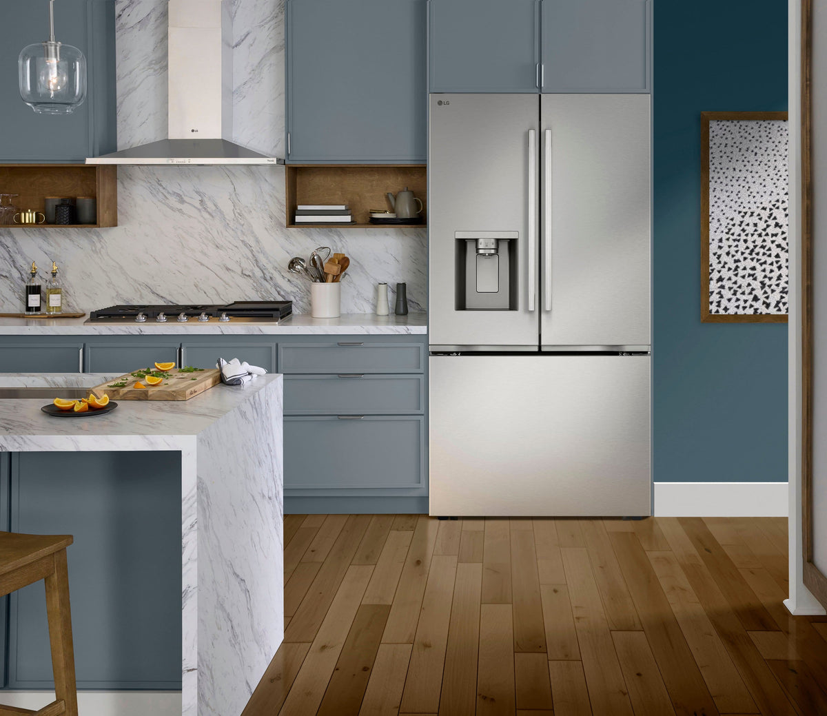 LG - 36-in Counter-Depth MAX 23.7 Cu. Ft. French Door Smart Refrigerator with Zero Clearance - Stainless Steel