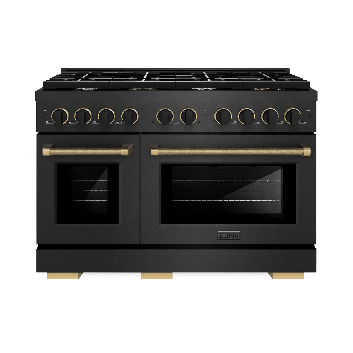 ZLINE - 48 in. Wide 8 Burner Designer 6.7 cu. ft. Freestanding Paramount Dual Fuel Range with with Black and Bronze Accents - Black Satin Stainless Steel