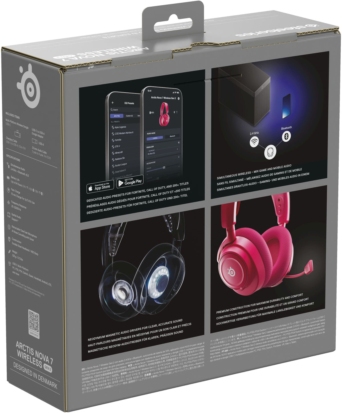 SteelSeries - Arctis Nova 7 Gen 2 Wireless Over-The-Ear Multi Gaming Headset for PC, PS5, Switch, Handheld - Magneta