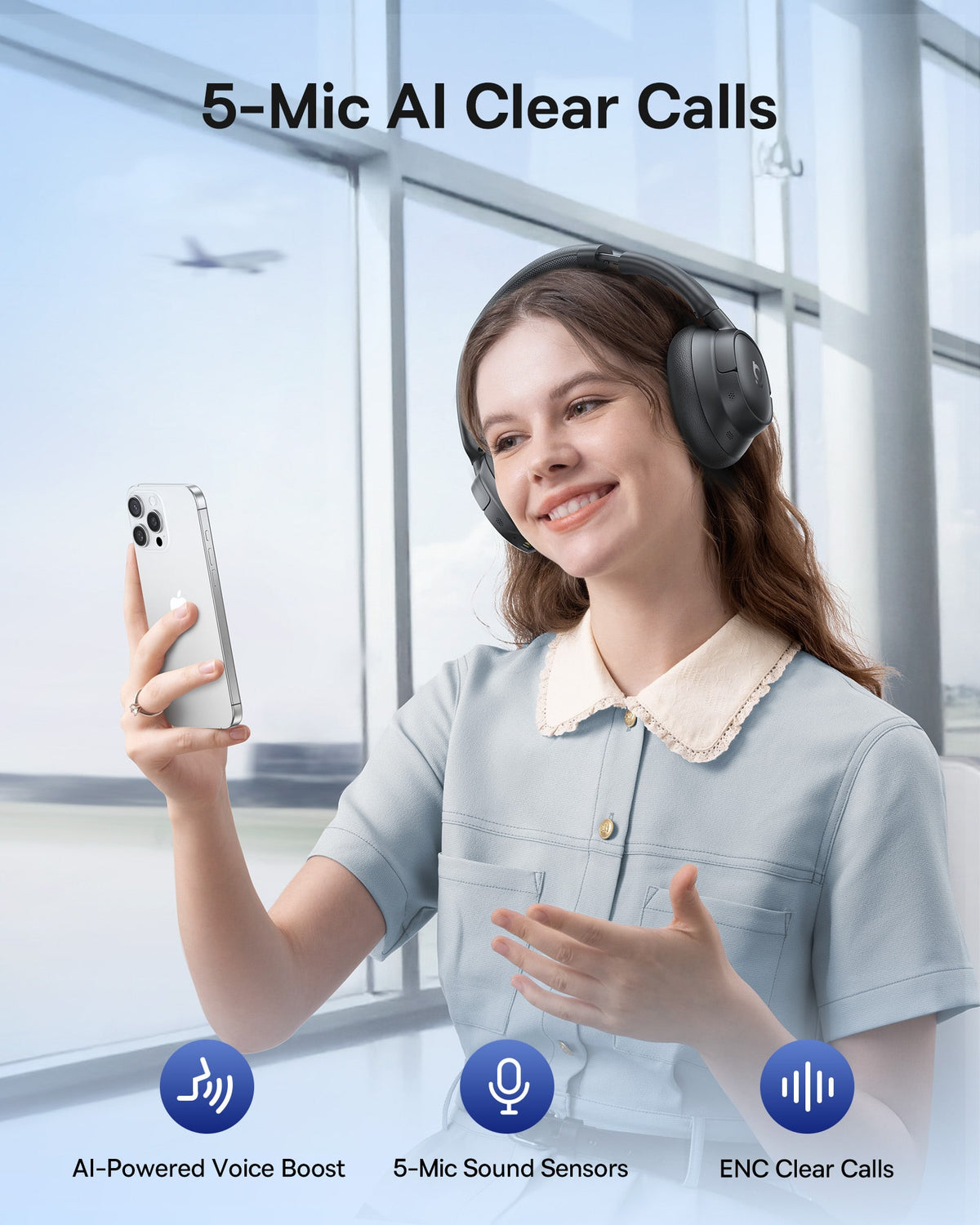 Baseus - Bass BH1 NC Over-Ear Headphones - Adaptive Hybrid ANC,LDAC Hi-Res,80-Hour Playtime,5-Mic AI Calls - Black