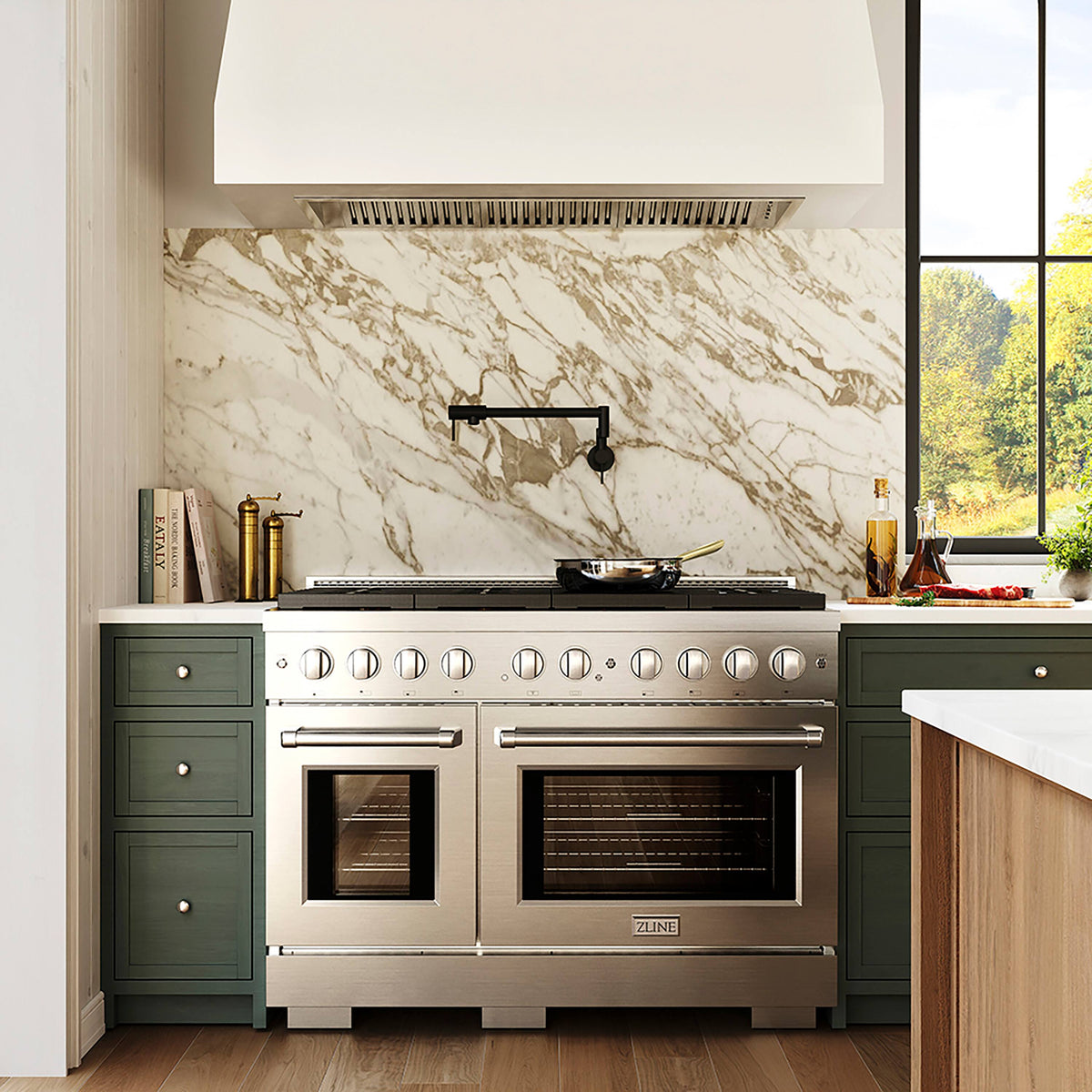 ZLINE - 48 in. Wide 8 Burner Paramount Gas Range withDual Ovens (PSGR48) - Stainless Steel