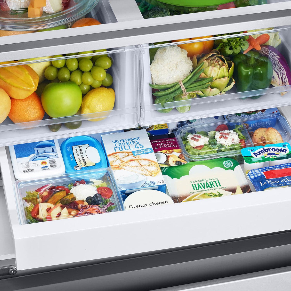 Samsung - 33 in. Wide Bespoke AI 25 cu. ft. 3-Door French Door Refrigerator with Auto Ice Maker & All-Around Cooling - Stainless Steel