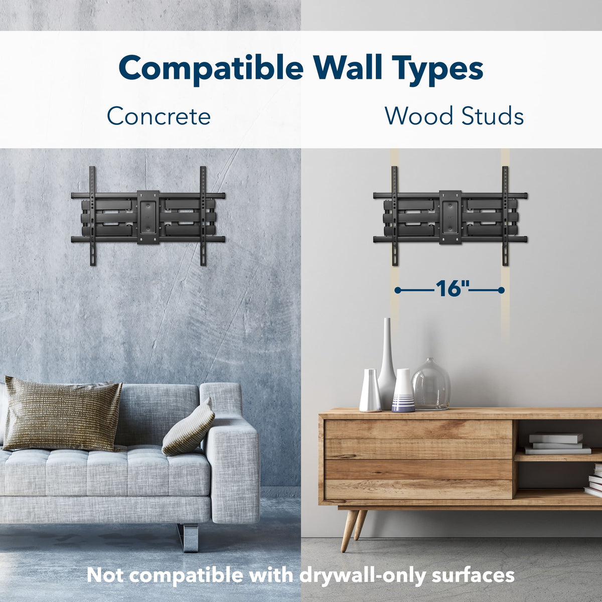 Insignia™ - Full-Motion TV Wall Mount for Most 42–90" TVs, Up to 120 lbs. — Extends 20" - Black