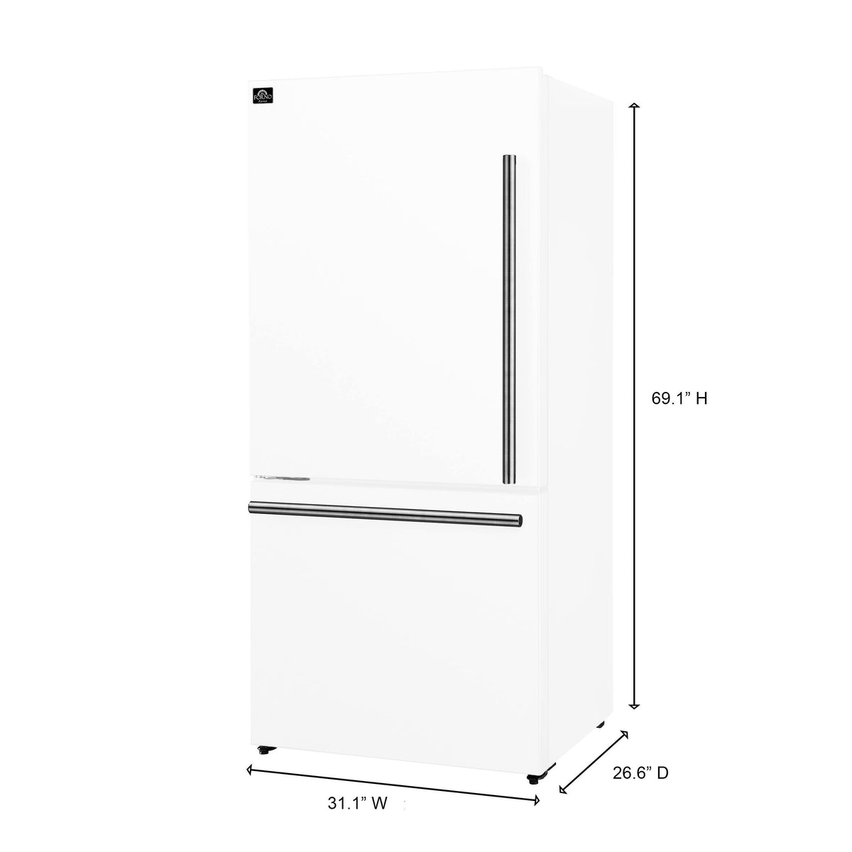 Forno Appliances - Milano Espresso 17.2 Cu. Ft. Bottom Freezer Refrigerator with Built-In Ice Maker - White