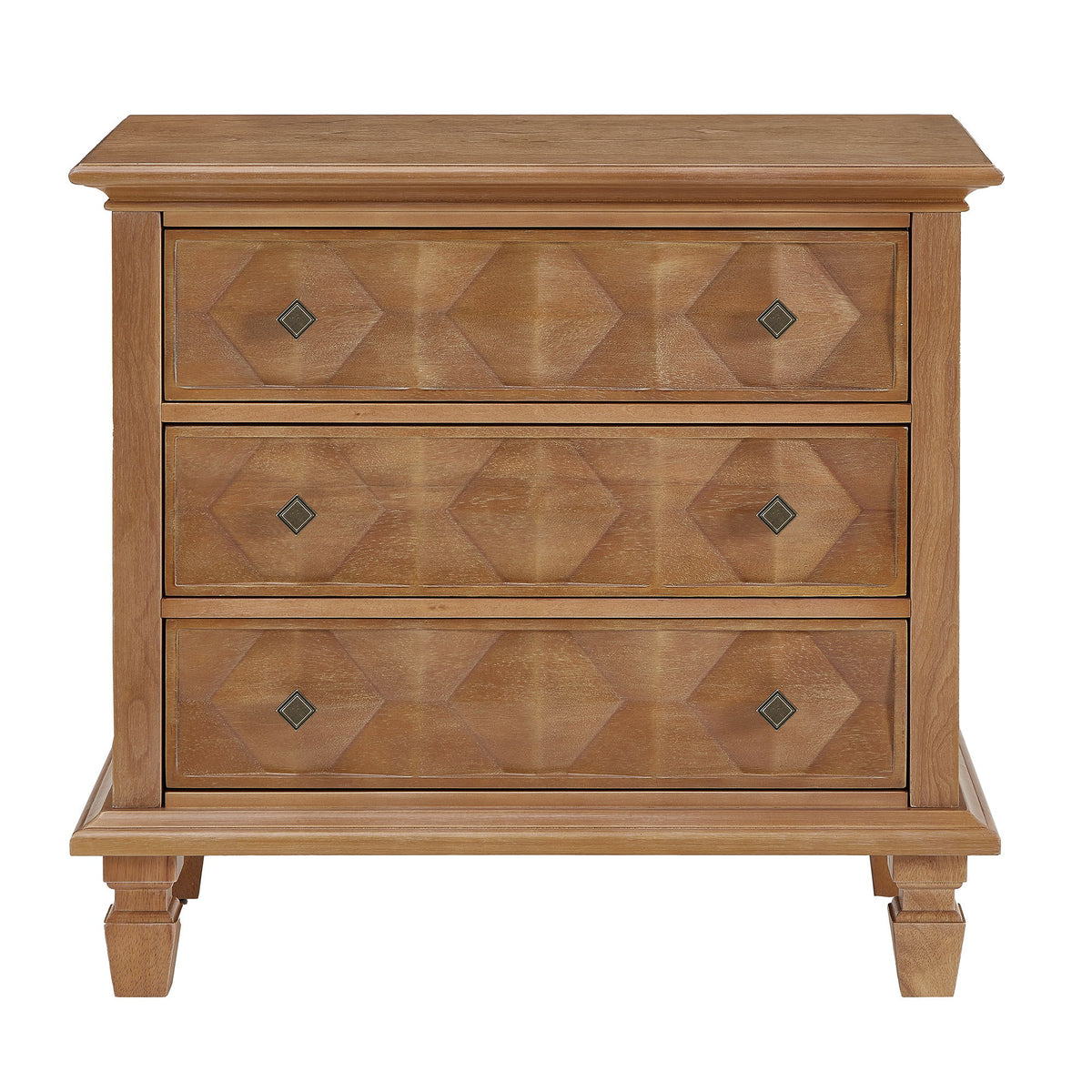 Mesita de noche con estación de carga, mesa de noche de 3 cajones - Madera natural