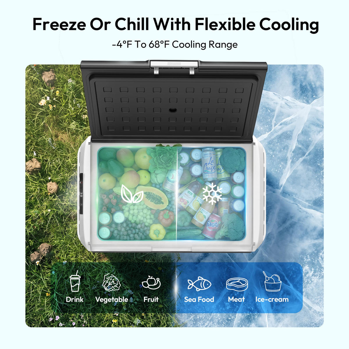 Euhomy - 53 QT Portable Car refrigerator - Black