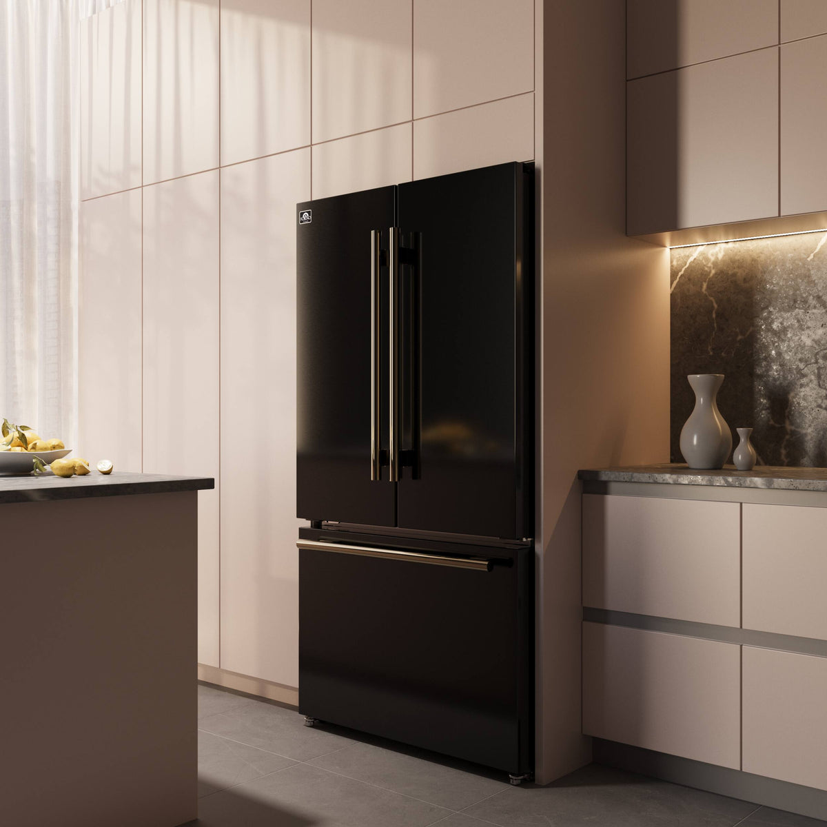 Forno Appliances - Rivello 27.4 Cu. Ft. French Door Refrigerator with Internal Water Dispenser - Black
