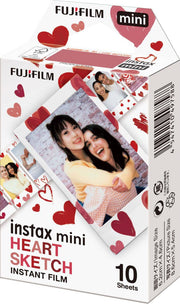 Fujifilm - Instax Mini Heart Sketch Film - Instant Print Camera Compatilble