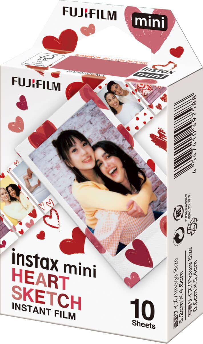 Fujifilm - Instax Mini Heart Sketch Film - Instant Print Camera Compatilble