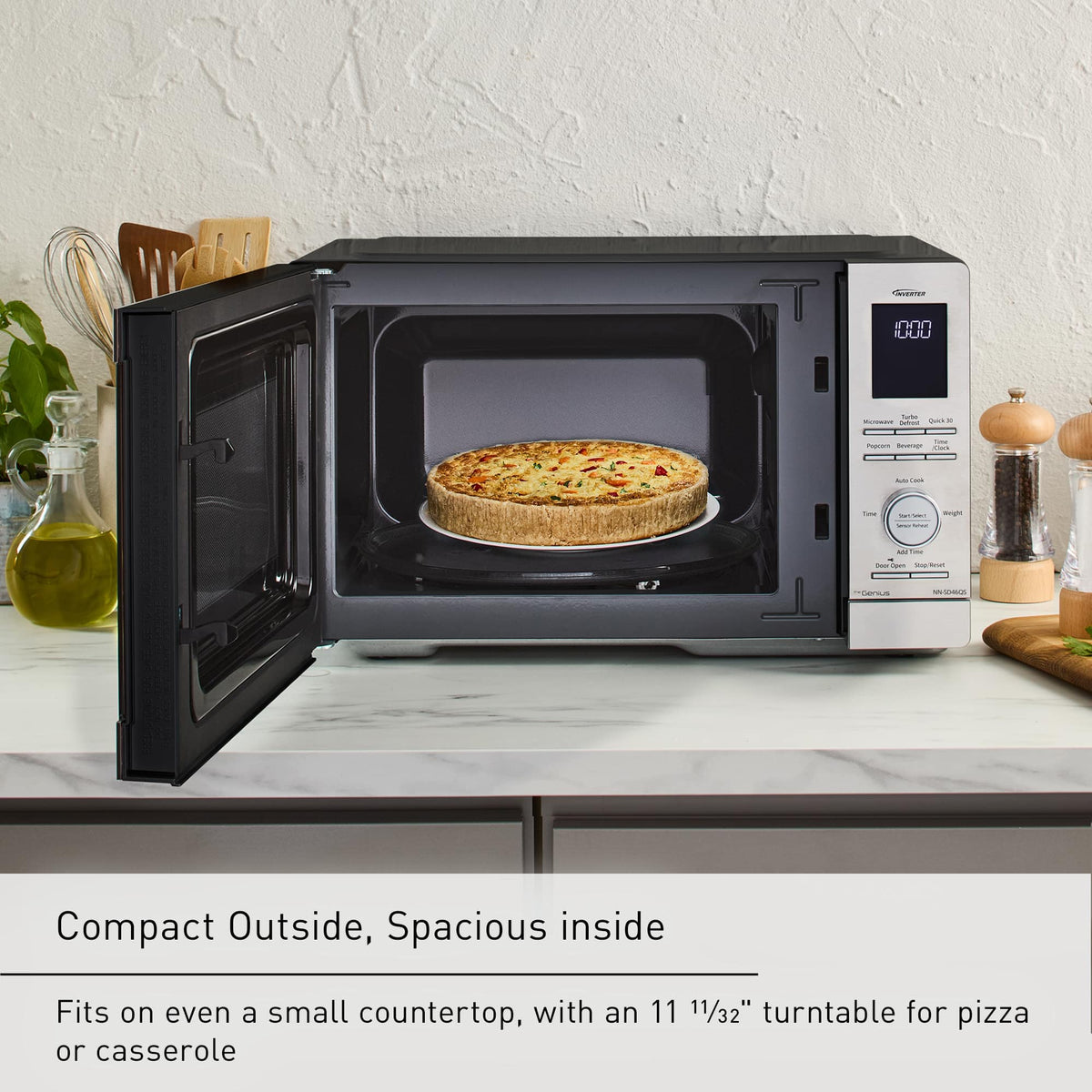 Panasonic - 0.9 Cu. Ft. Countertop Microwave with Inverter Technology and Genius Sensor - Silver