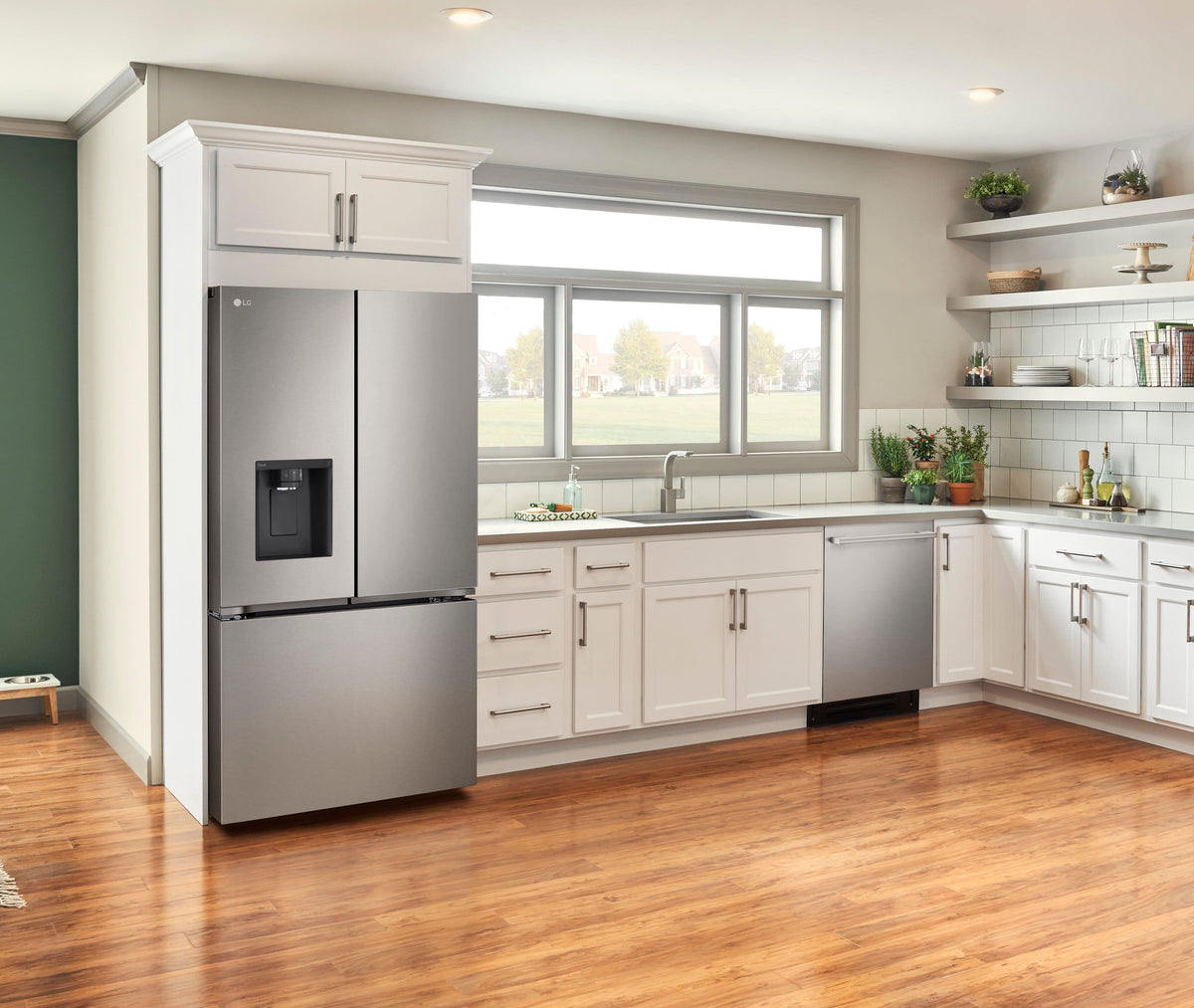 LG - 36-in Counter-Depth MAX 25.5 Cu. Ft. French Door Smart Refrigerator with Ice Plus - PrintProof Stainless Steel Look