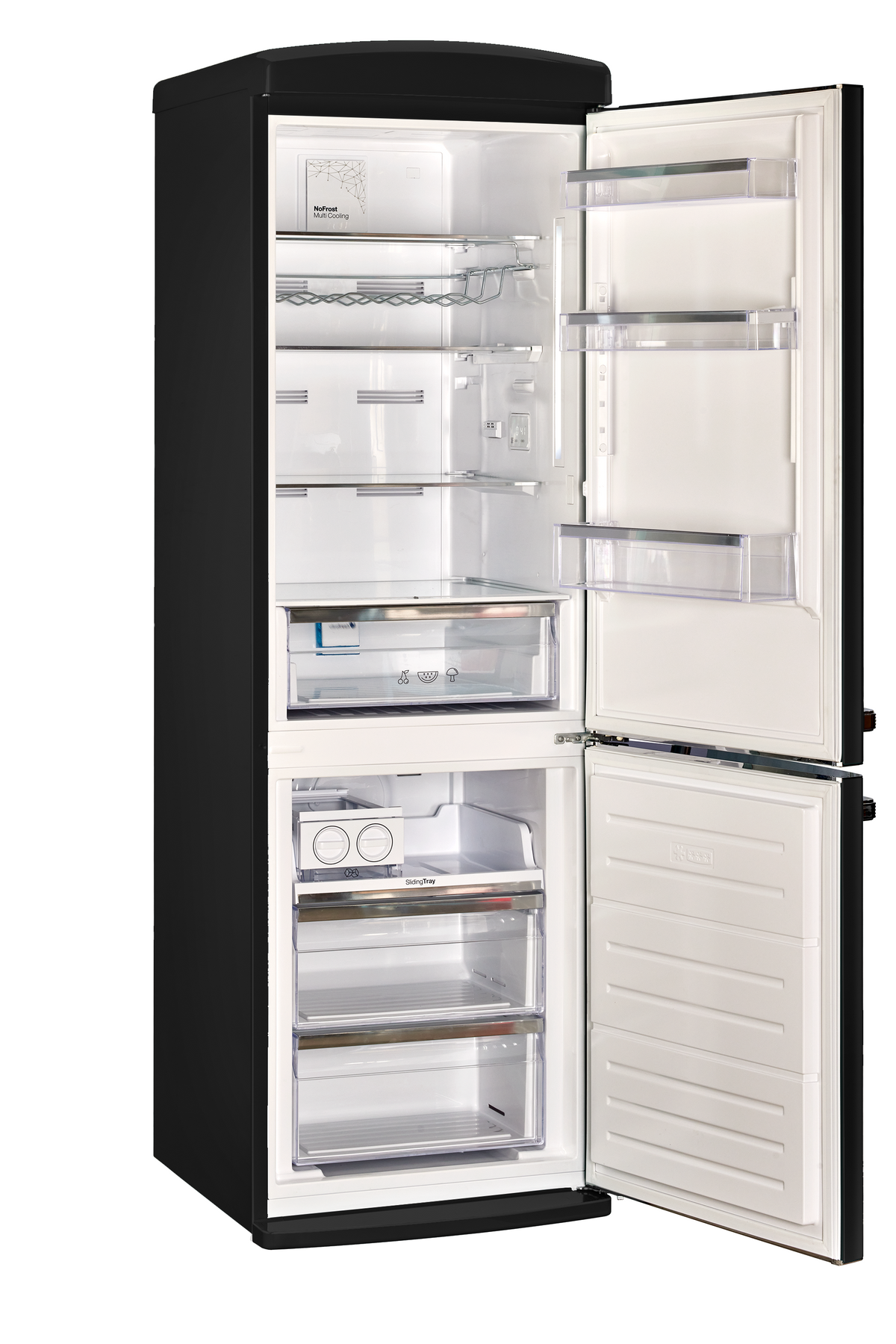 Unique Appliances - 24 in. Wide Classic Retro 23.8 in 11.7 cu. ft. Frost Free Retro Bottom Freezer Refrigerator ENERGY STAR - Matte Black