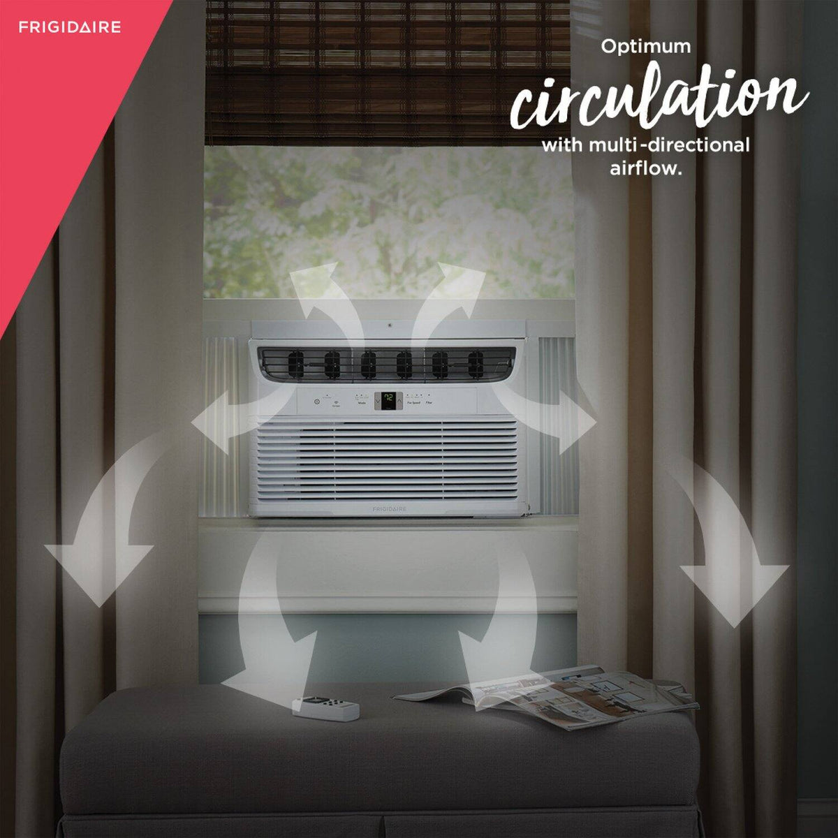 Frigidaire - 115V 12,000 BTU 550 Sq. Ft. Smart Window Air Conditioner with Remote - White