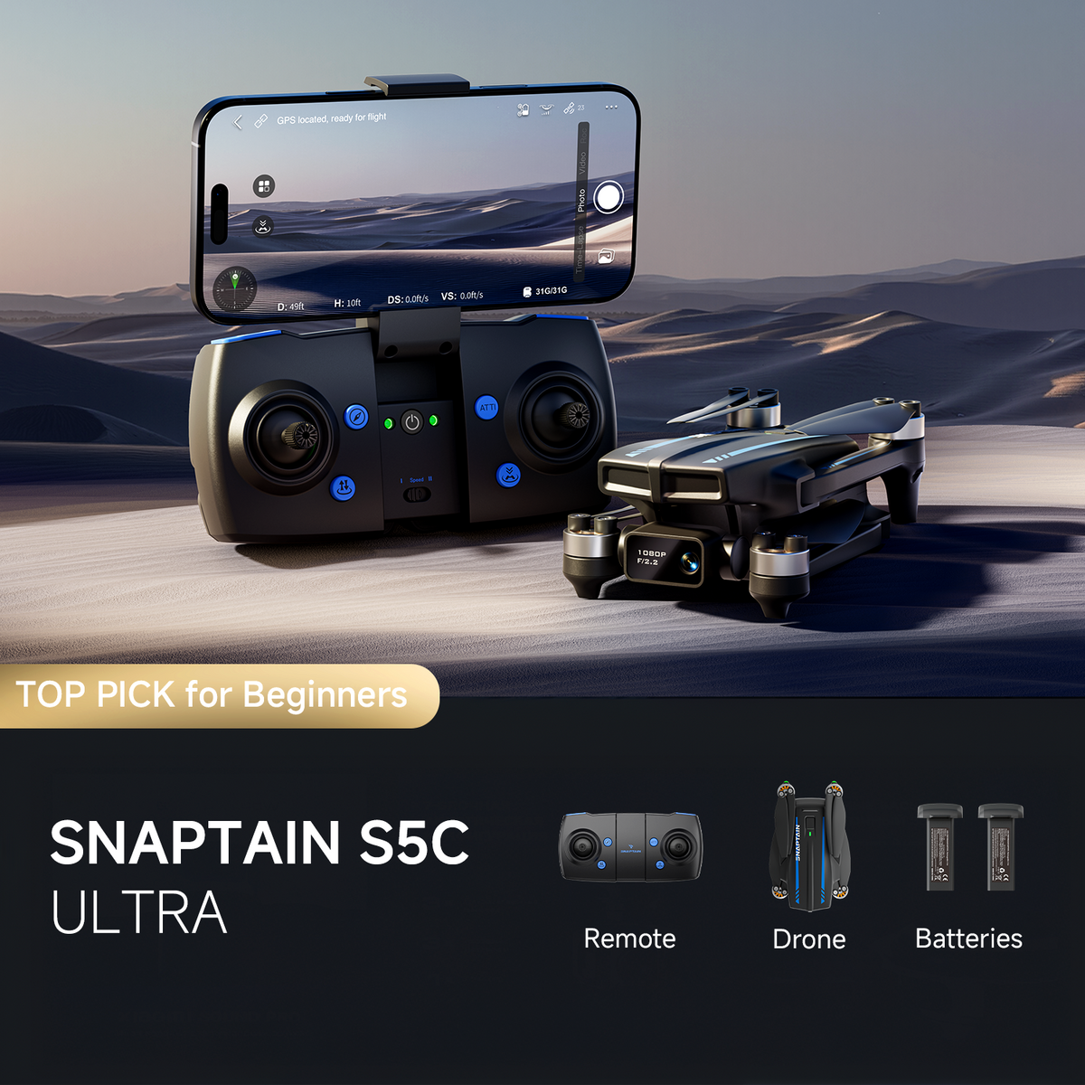 Snaptain - S5C Ultra 1080p Camera Drone with Remote Controller - Gray