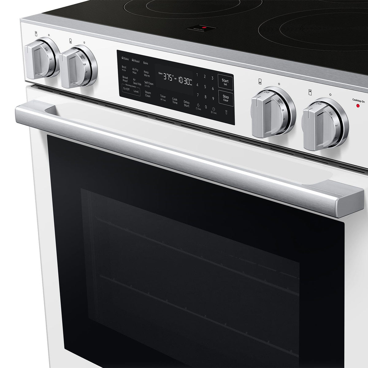 Samsung - 30 in. Wide 4 Burner 6.3 cu. ft. Bespoke Smart Slide-In Electric Range with No Preheat Air Fry Max and True Convection - Fingerprint Resistant White