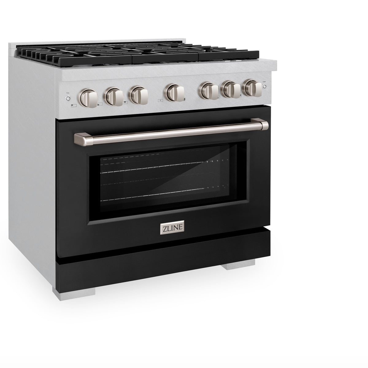ZLINE - 36 in. Wide 6 Burner Paramount Gas Range and Convection Oven (SGRS-BLM-36) - Satin Steel/White Matte