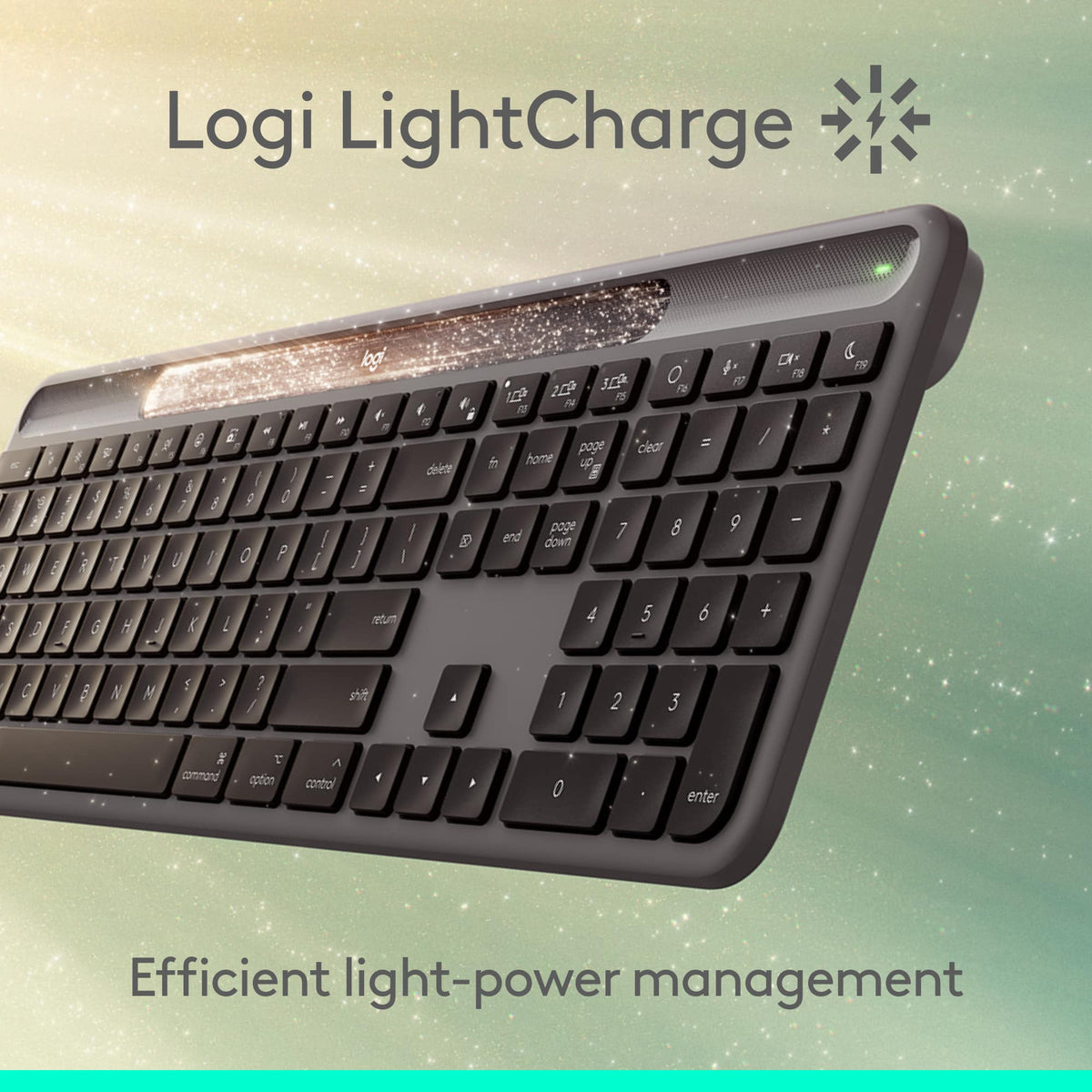 Logitech - Signature Slim Solar+ K980 for Mac Wireless Bluetooth Solar and Artificial Light Powered Keyboard with Customizable Keys - Graphite