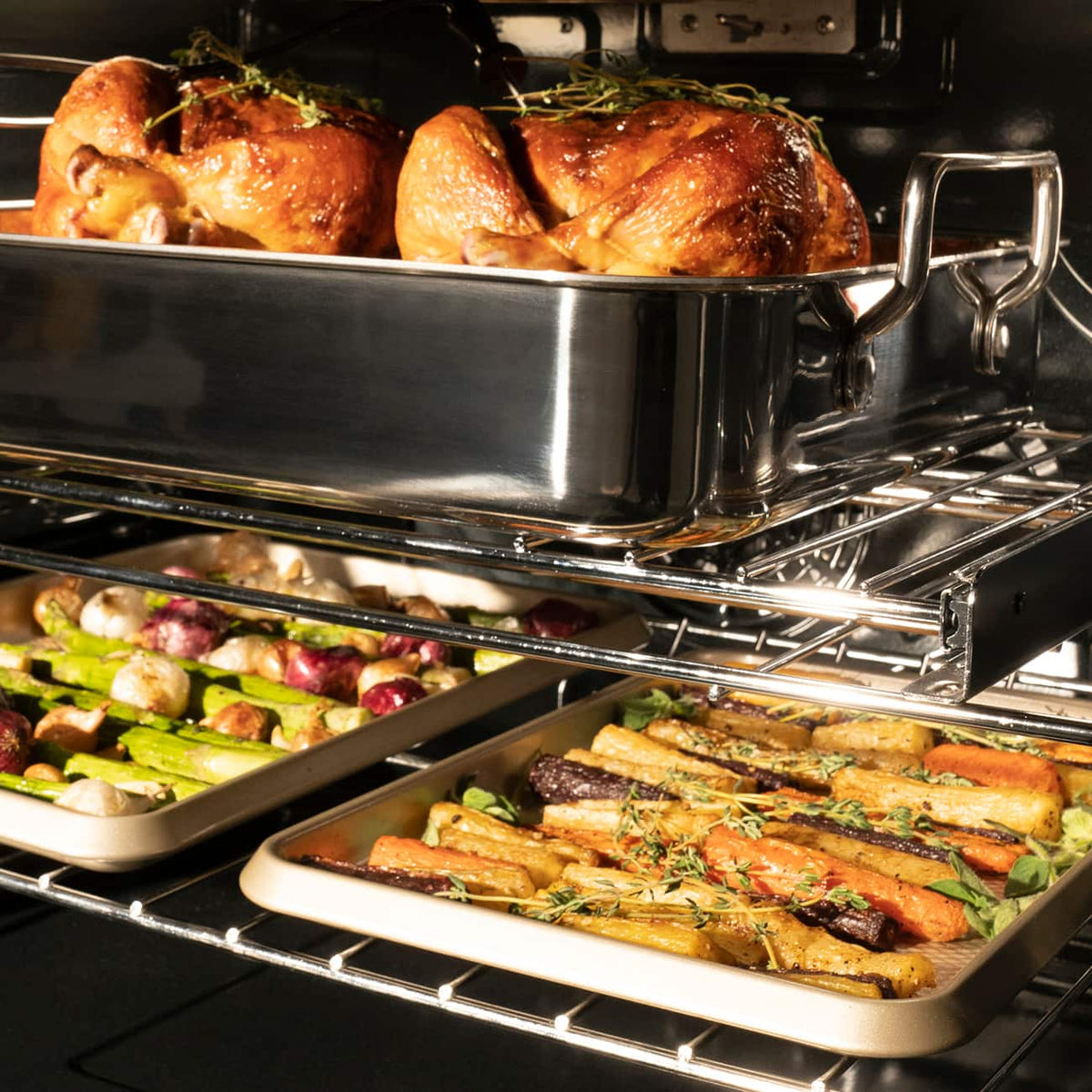 ZLINE - 30 in. Autograph Double Wall Oven w/ Air Fry in Satin Steel and Bronze Handles - Satin Stainless Steel