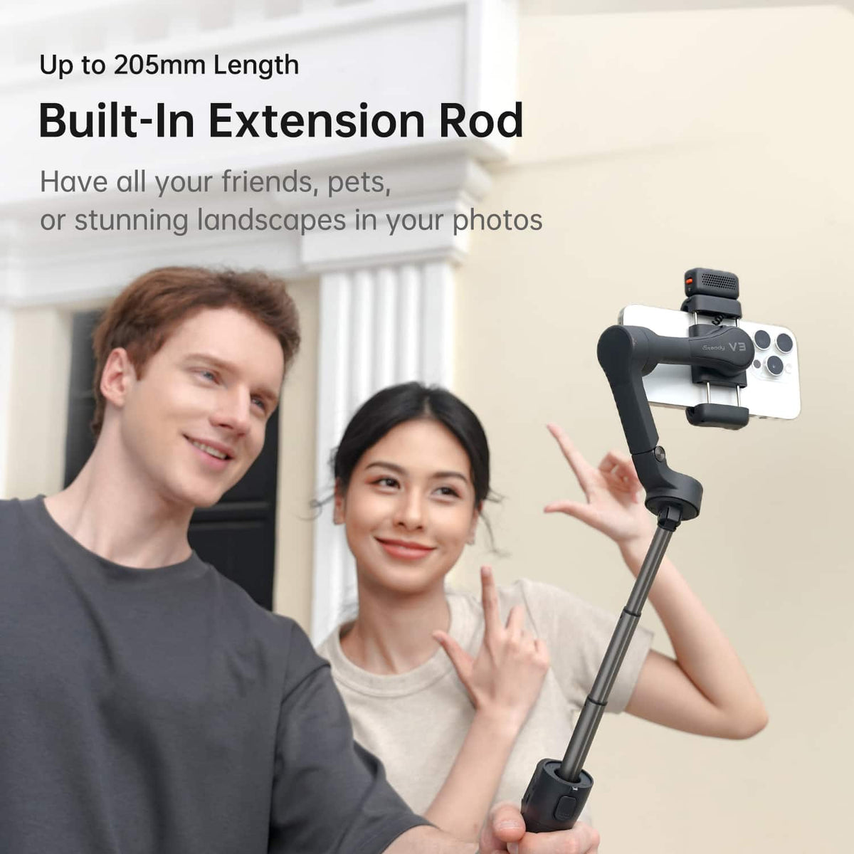 Hohem - iSteady V3 3-Axis Gimbal Stabilizer for Smartphone w/ AI Tracking, Detachable Remote, Extendable Pole, & Magnetic Light - Black