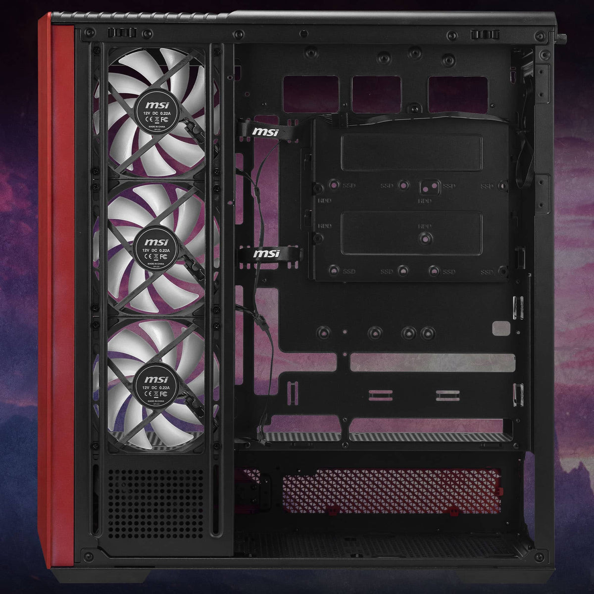 MSI - PANO 130R MLG EDITION ATX Mid-Tower PC Case - Black and Red