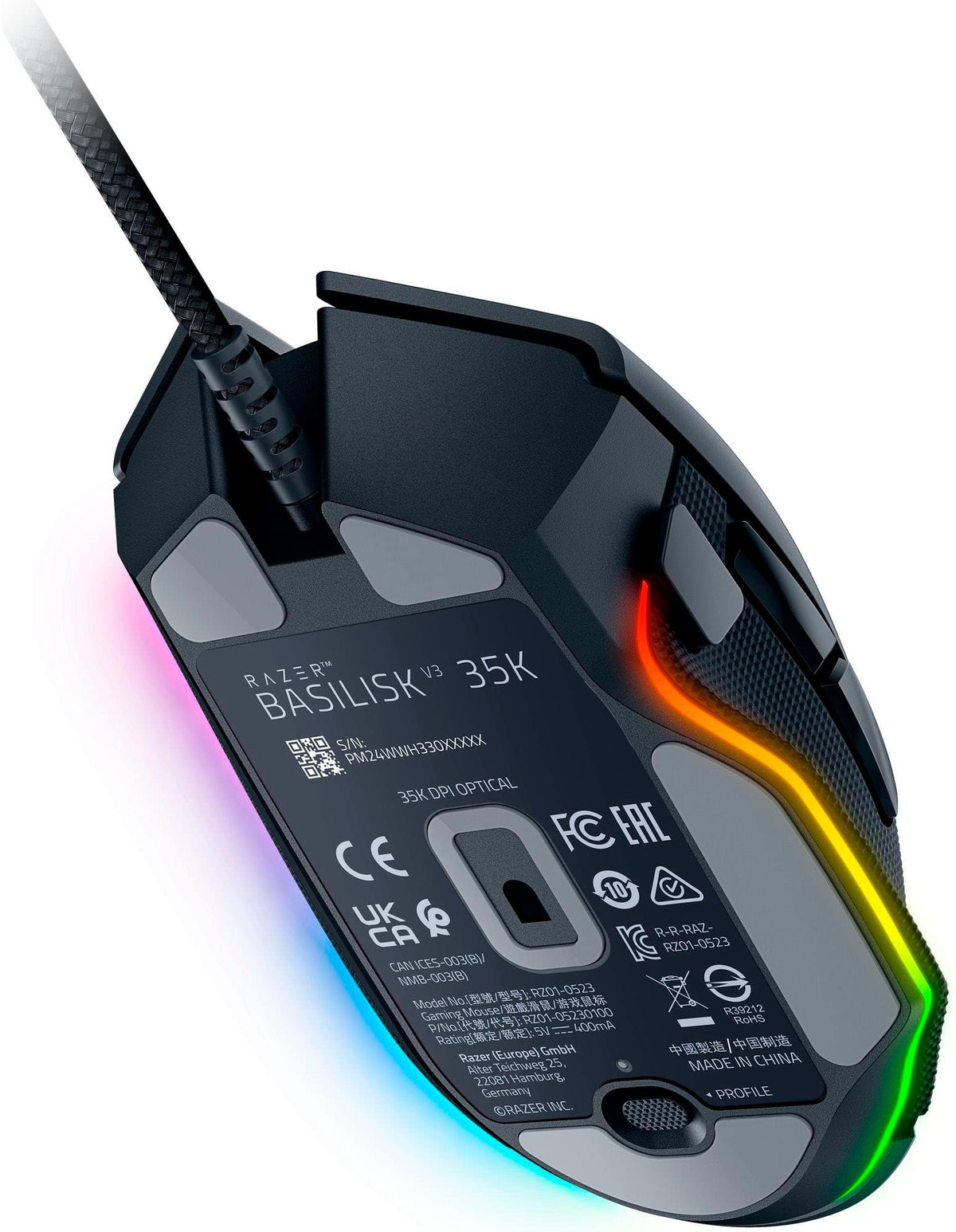 Razer - Basilisk V3 Optical Gaming Mouse with HyperScroll Tilt Wheel - Wired - Black