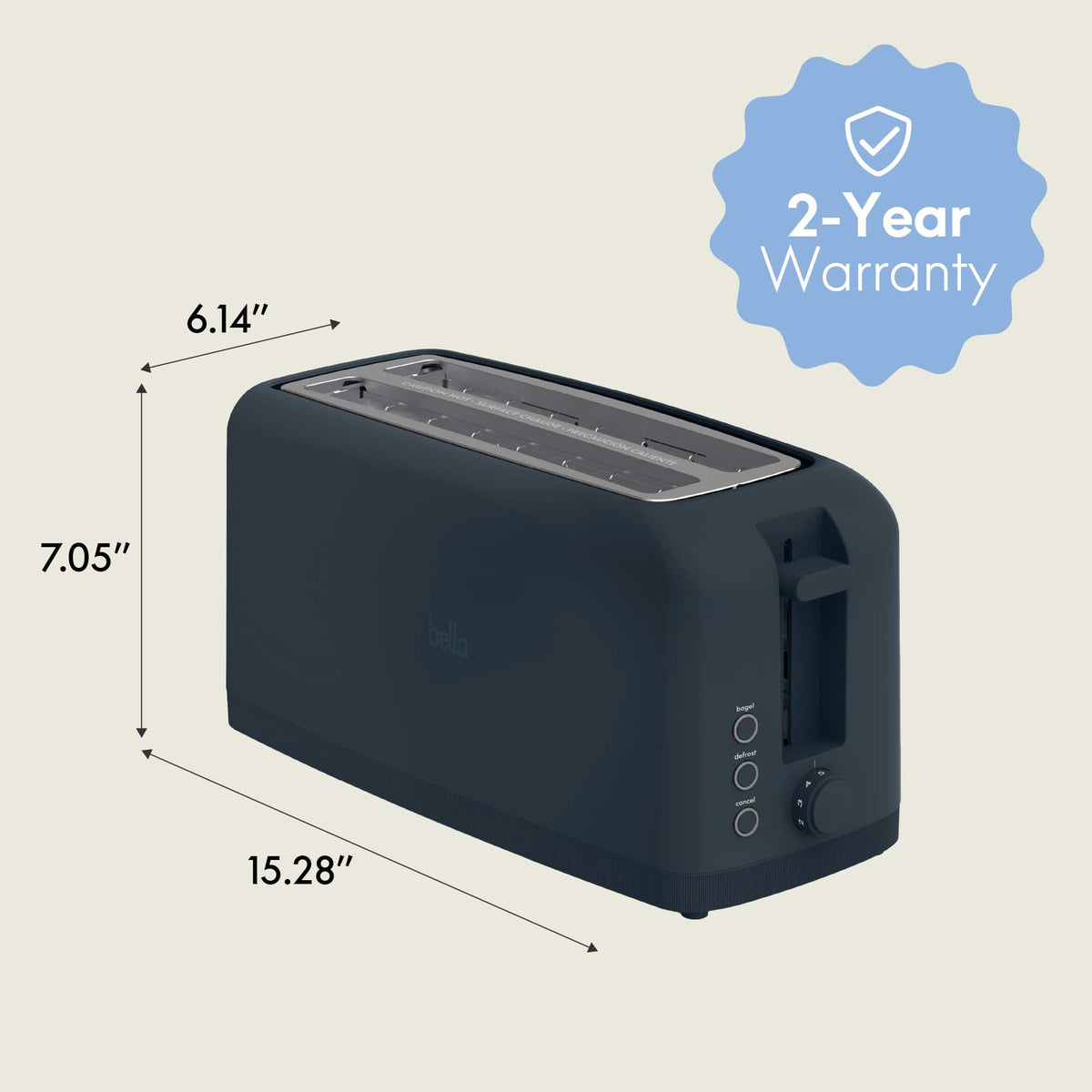 Bella - Fits-anywhere Kitchenware: 4-Slice Slim Toaster with Long Wide Slots - Slate