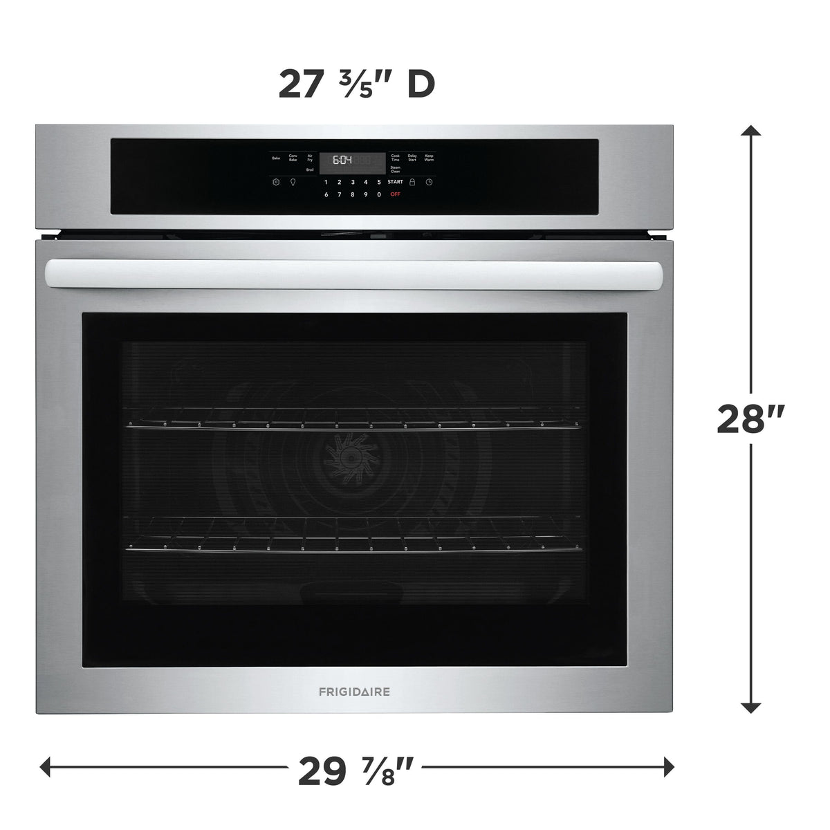 Frigidaire - 30" Built-In Electric Single Wall Oven with Convection Bake and Air Fry - Stainless Steel