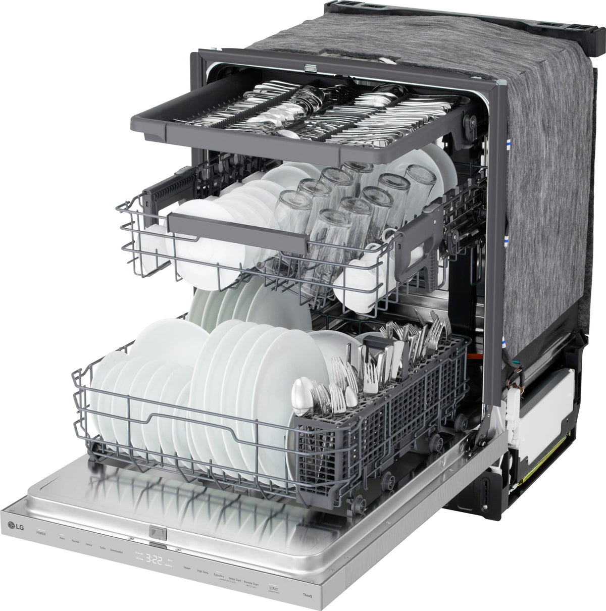 LG - FlushFit 24" Top Control Smart Built-In Stainless Steel Tub Dishwasher with 3rd Rack, AutoVent Dry and 46dBA - Stainless Steel