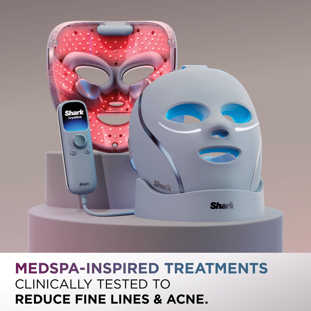 Shark - CryoGlow Under- Eye Cooling + LED Anti-Aging & Skin Clearing Face Mask - Blue Frost