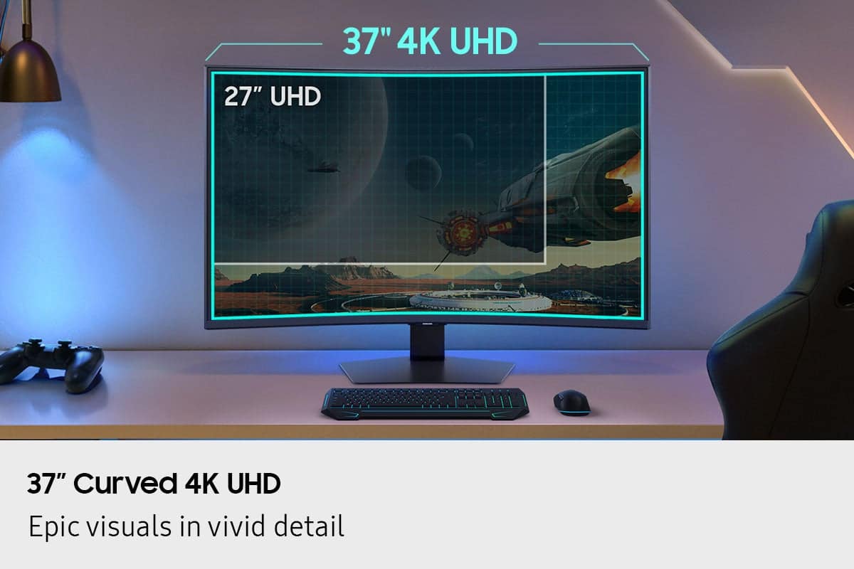 Samsung - 37" Odyssey G75F 4K 165Hz 1ms AMD FreeSync Prem Pro Curved Gaming Monitor with HDR 600 (DisplayPort, HDMI) - Black