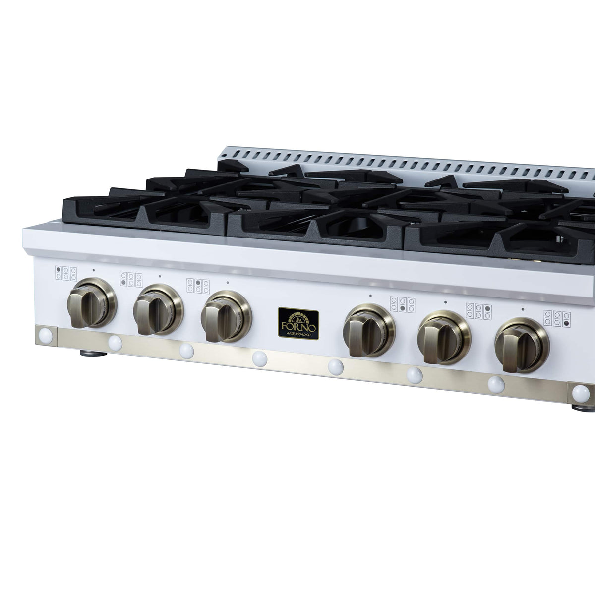 Forno Appliances - 36 in. Wide 6 Burner Valente Built-In Gas Cooktop - White - White