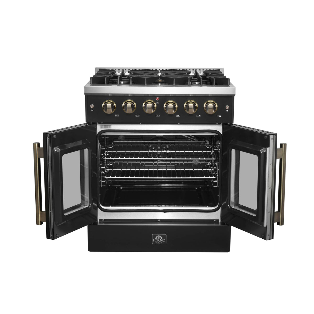 Forno Appliances - 30 in. Wide 5 Burner Galiano 4.32 Cu. Ft. Freestanding Gas Convection Range with French Door Design - Black