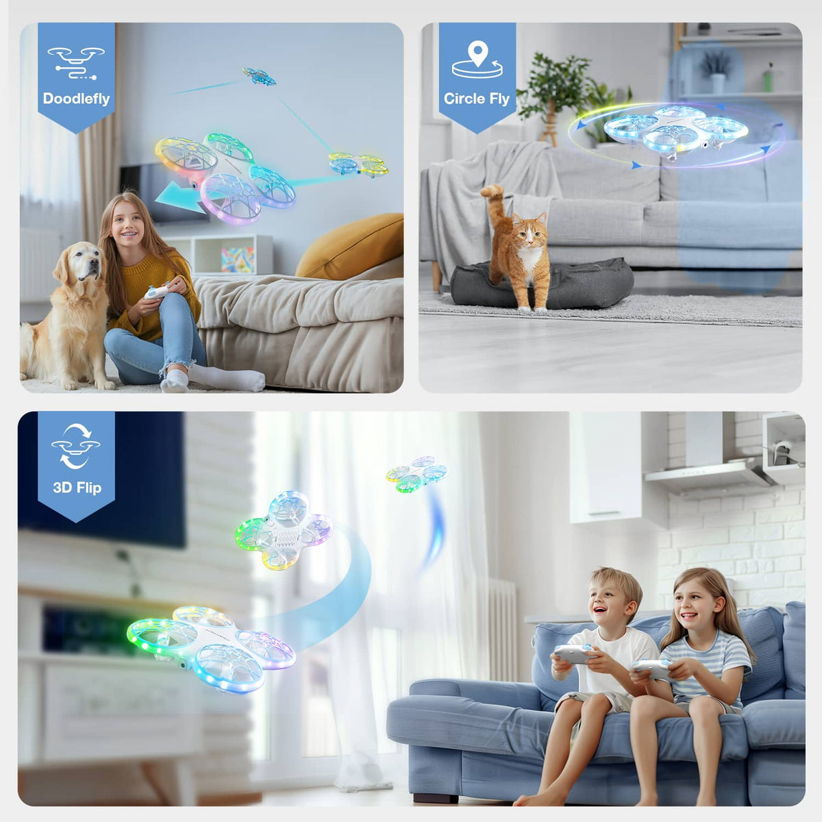 Snaptain - K30 Mini 720P HD Camera Drone with Colorful Lighting and Remote Controller - White