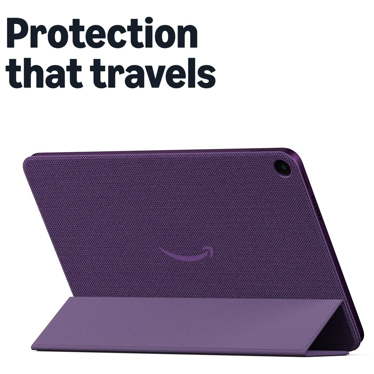 Amazon - Alexa Tablet 11 Fabric Folio Cover with Magnetic Attach - Lightweight and Protective - Amethyst