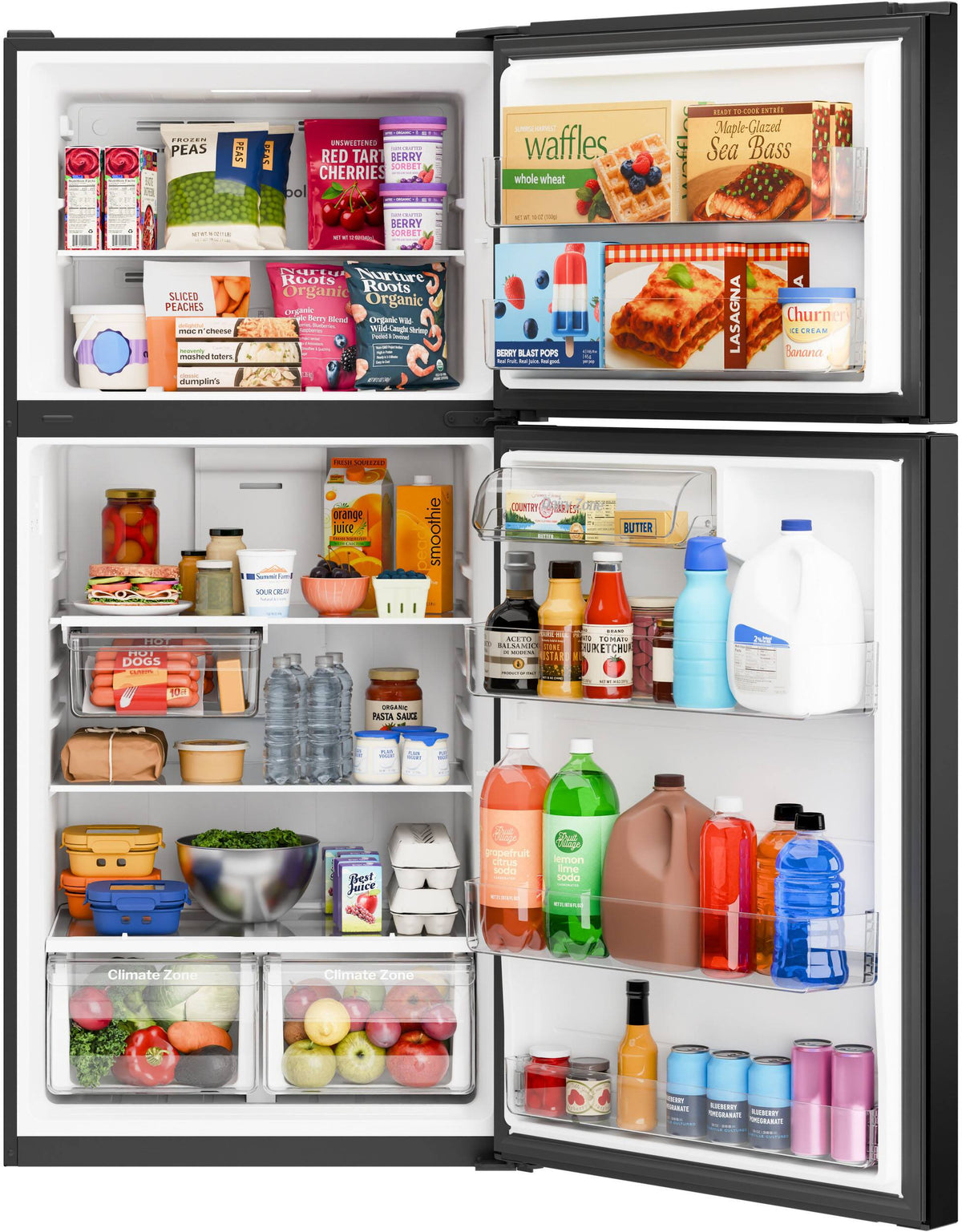 GE - 30 in. Wide 19 Cu. Ft. Freestanding Garage Ready Top Freezer Refrigerator with Bright LED Lighting - Black