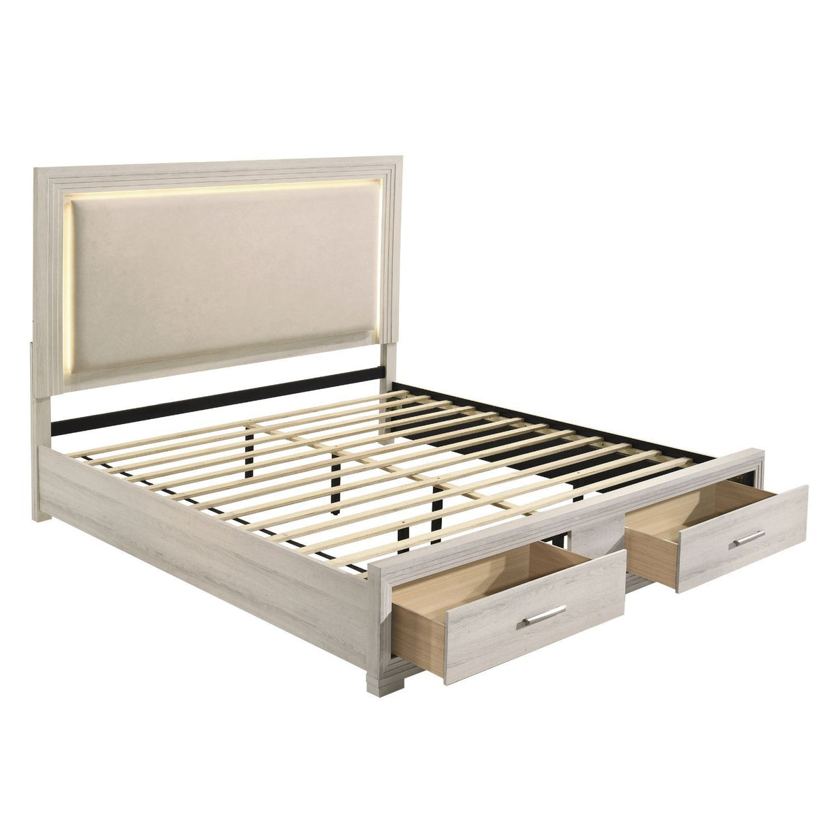 Colorado - Cama con cabecero tapizado con LED