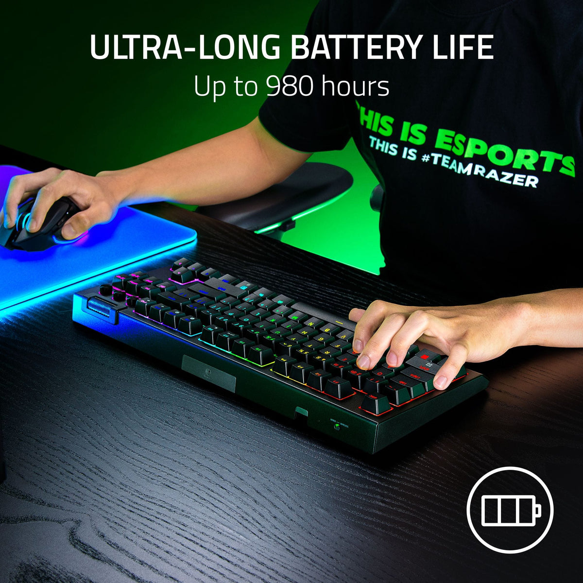 Razer - BlackWidow V4 TKL HyperSpeed Wireless Mechanical Orange Switch Gaming Keyboard with Hot-Swappable Design - Black