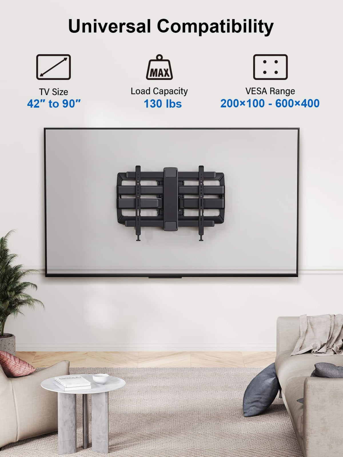 ErgoAV - 42″-90″ Full Motion TV Mount - Black