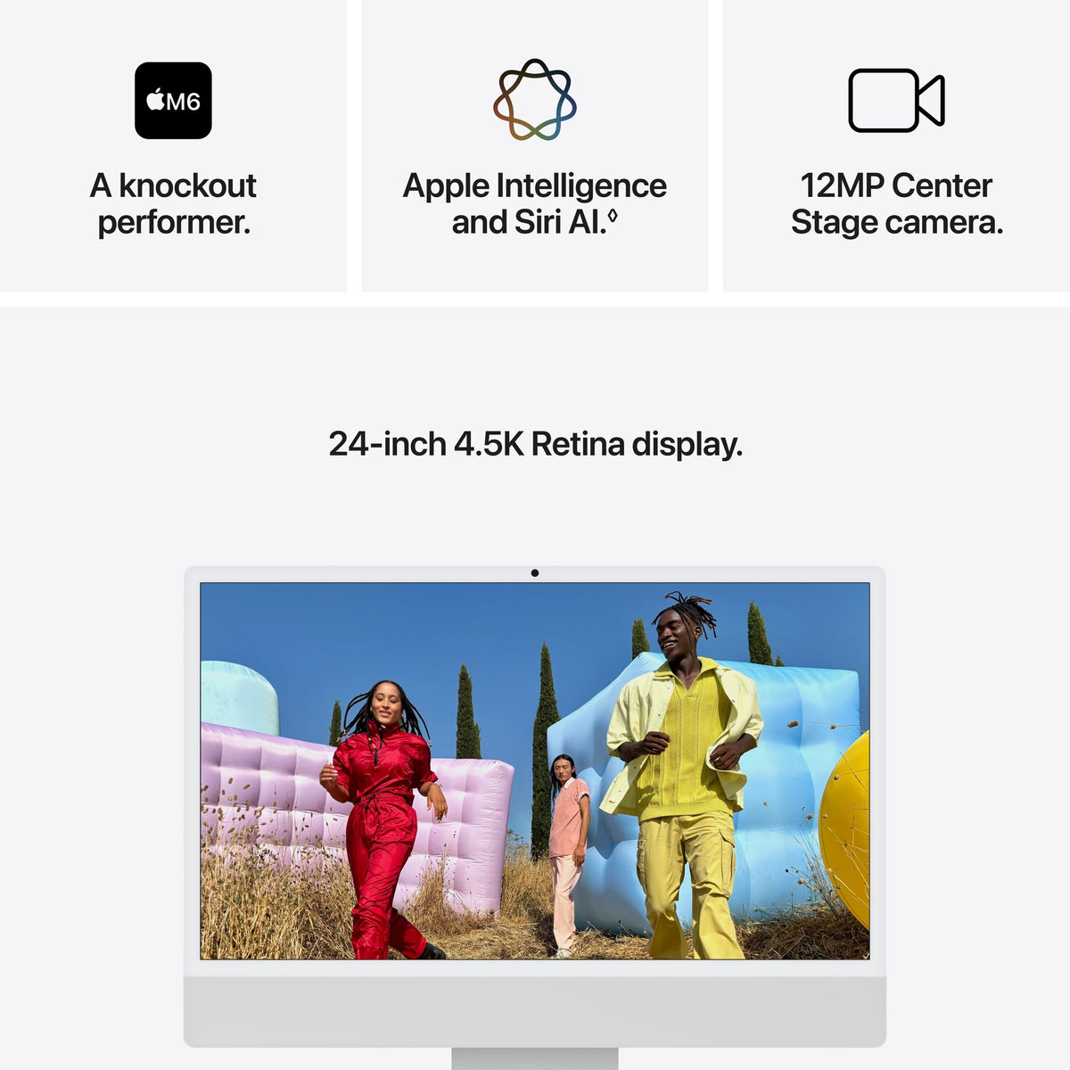 Apple - iMac 24-inch All-in-One - M6 chip - 10 Core CPU - 10 Core GPU - Standard Glass - 16GB Memory - 256GB SSD - Silver