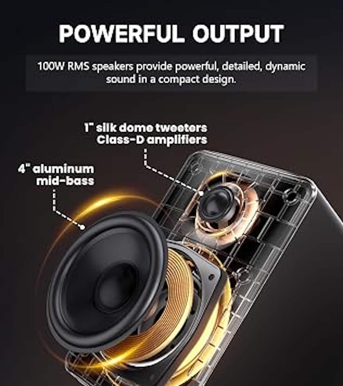 Edifier - M90 Powered Speakers, 100W RMS, Hi-Res Audio, LDAC, Bluetooth 6.0, HDMI eARC/Optical/USB-C/AUX Input, SUB Out (Pair) - White