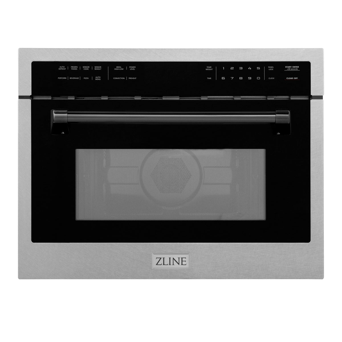 ZLINE - Autograph 24 in. 1.6 cu. ft. Built-in Convection Microwave Oven with Sensor Cooking in Satin Stainless w/ Black Accents - Satin Stainless Steel