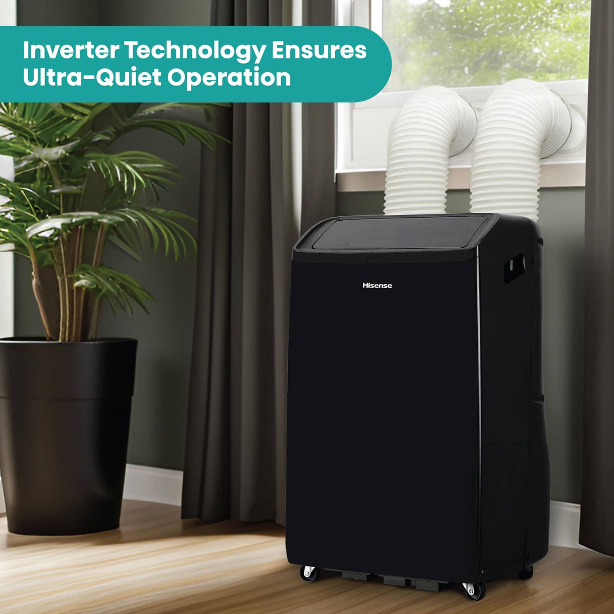 Hisense - 10,000 BTU Smart Portable Inverter Air Conditioner with Wi-fi and Remote Control - Black